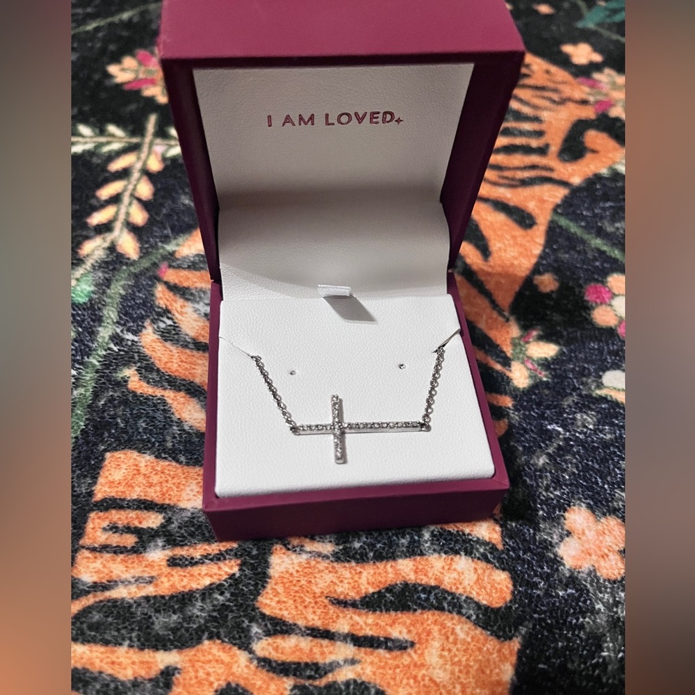 Helzberg Diamonds Silver Cross Bar Necklace